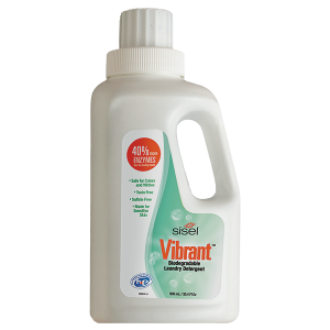 Image of Sisel International's Vibrant™ Biodegradable Laundry Detergent, a toxin-free, sulfate-free formula designed for sensitive skin. This eco-friendly detergent offers effective cleaning for colors and whites, adhering to Sisel’s commitment to safe and non-toxic home care solutions.