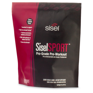 SiselSPORT™ Cherry Limeade pre-workout formula with bold packaging, highlighting its scientifically-backed ingredients for sustained performance.
